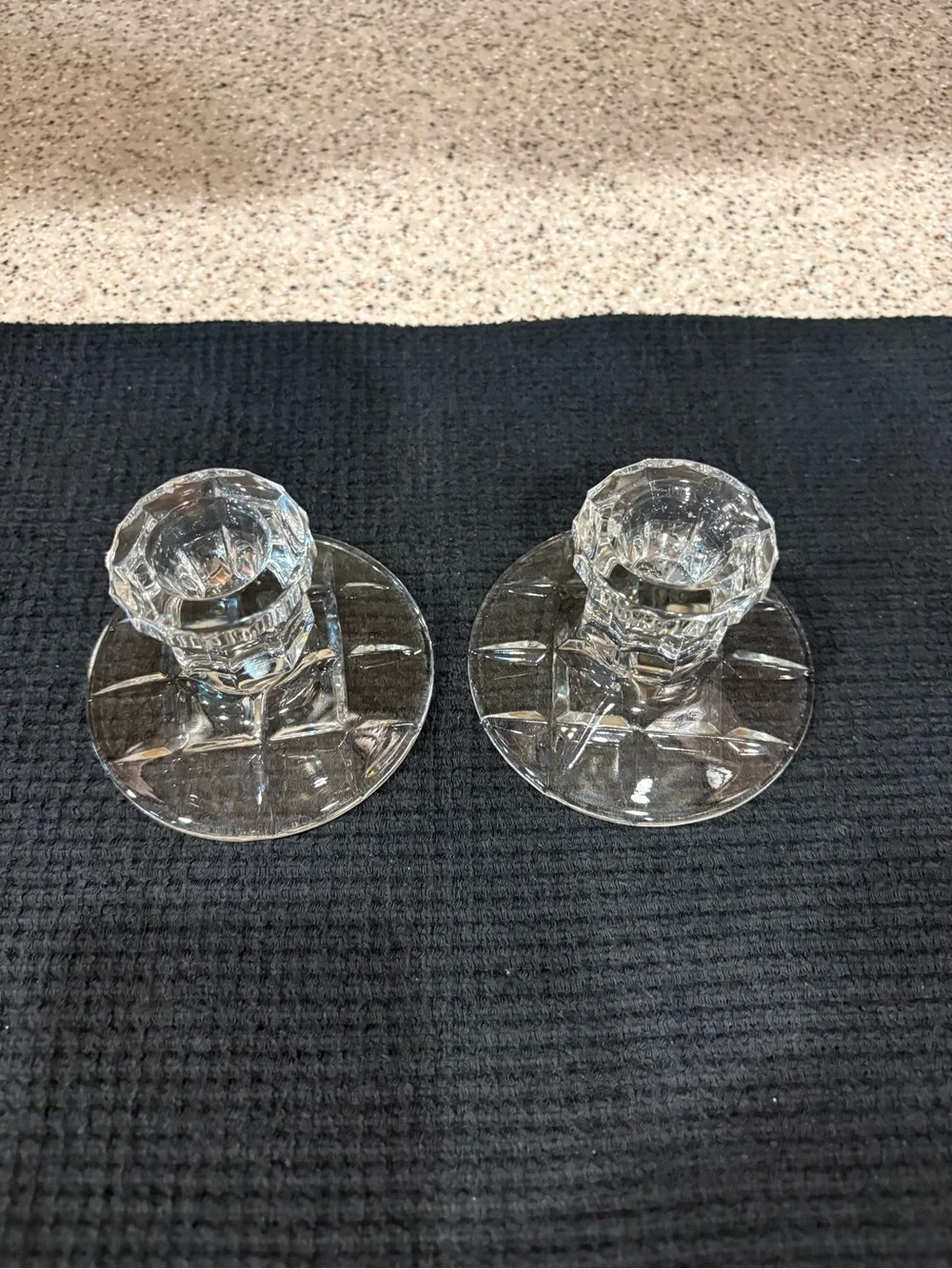 Pair of vintage crystal candlestick holders